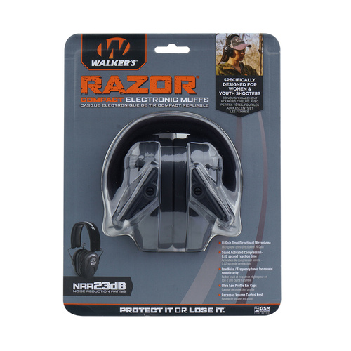 Walker's - Kompaktní elektronický tlumič Razor pro ženy a mládež - černý - GWP-CRSEM