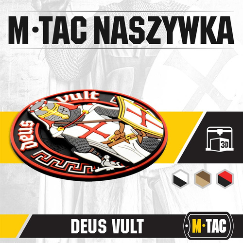 M-Tac - Nášivka Deus Vult - 3D PVC - bílá/červená - 51116000