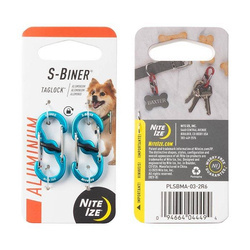 Nite Ize - S-Biner® TagLock™ Aluminum - 2 ks - modrá - PLSBMA-03-2R6