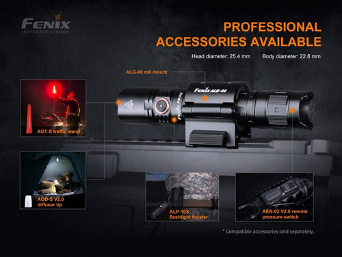Fenix - taktická LED svítilna dobíjecí - 1700 lumenů - 2600 mAh - černá - PD35 V3.0 