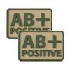 Helikon - PVC nášivka - Krevní skupina - AB+ POS - Khaki - 2 ks