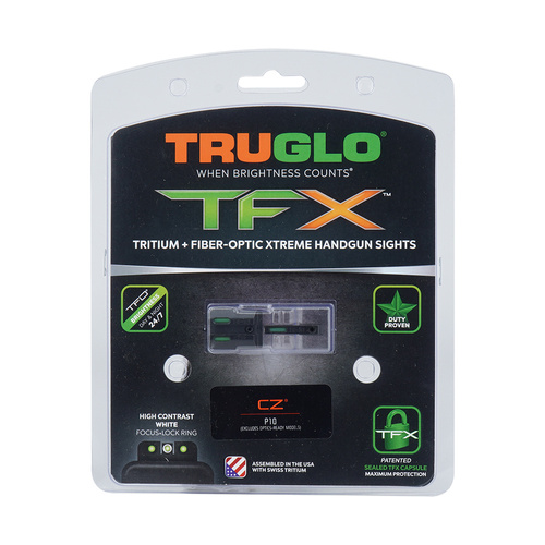 TruGlo - Pistolová mířidla TFX - CZ P10 - nízký profil - bílý obrys - TG13CZ2A