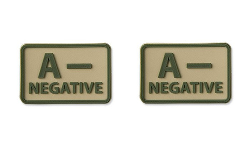 Helikon - PVC nášivka - Krevní skupina - A- NEG - Khaki - 2 ks