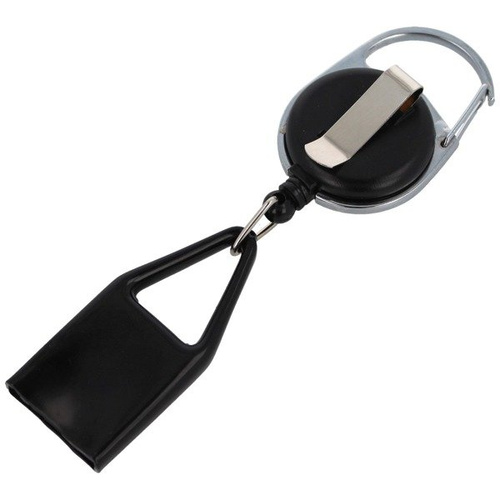 ESP - Zatahovač pro plynový vrhač Ø 22 mm s karabinou a sponou - Černá - RETRACTABLE HOLDER