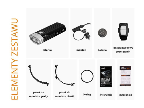 Fenix - LED svítilna na kolo - 2200 lumenů - černá - BC30 V2.0