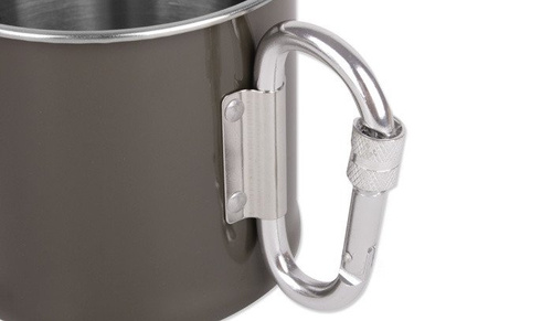 Mil-Tec - Hrnek z nerezové oceli s karabinou - 500 ml - OD Green - 14608202