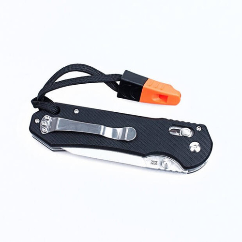 Ganzo - Zavírací nůž s píšťalkou - 440C - černý - G7452-BK-WS