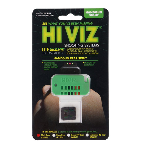 HIVIZ - Zadní optické hledí pro Glock - tři barvy tyčinek - GLLW15/-RDGRBK