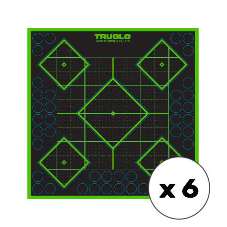 TruGlo - Samolepicí střelecké terče TruSee - 5 diamantů - 305 x 305 mm - fluorescenční zelená - 6 ks - TG-TG14A6