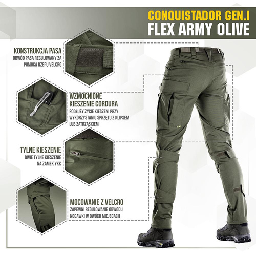 M-Tac - Taktické kalhoty Conquistador Gen. I Flex - Ripstop - Army Olive - 20059062