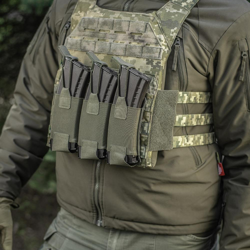 M-Tac - Trojité pouzdro na zásobníky pro AR / AK Elite Laser Cut - Ranger Green - 10145123