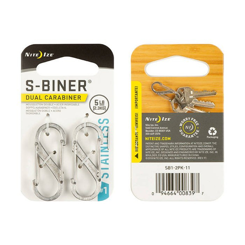 Nite Ize - S-Biner #1 - nerezový - 2 balení - SB1-2PK-11