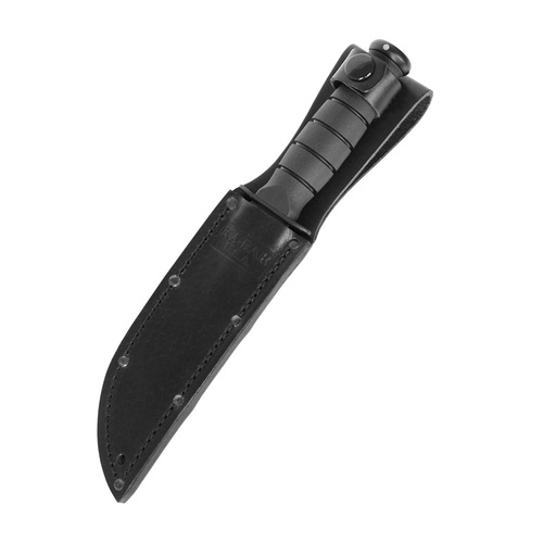 Ka-Bar 1256 - Vojenský nůž - černý - kožené pouzdro 