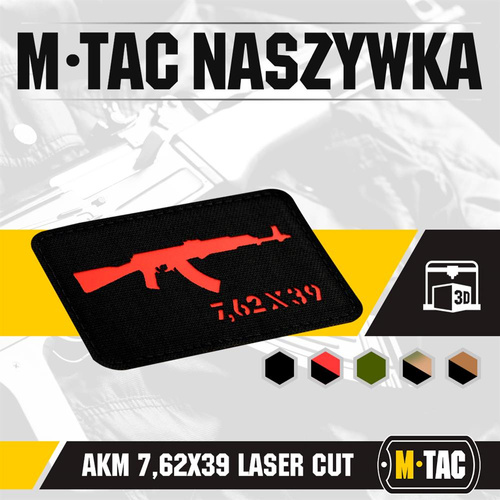 M-Tac - Laserem řezaná nášivka AKM 7.62x39 - černá/červená - 51110233