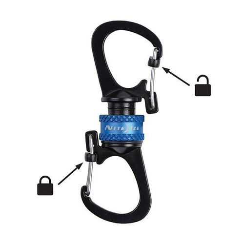 Nite Ize - SlideLock® 360° magnetická karabina s dvojitým zámkem - modrá - MSBL-03-R7