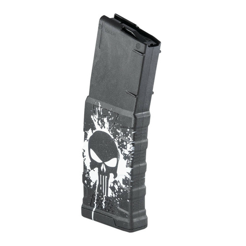 MFT - Polymerový zásobník Extreme Duty Punisher Skull pro AR-15 / M4 - 5,56 x 45 mm/.223 - 30 nábojů - černý - EXDPM556D-PSS-WH