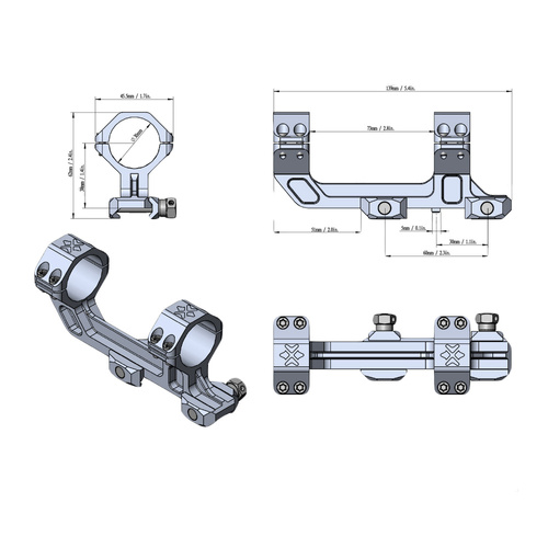 Vector Optics - Jednodílná prodloužená montáž na zaměřovač AR - 30 mm - Picatinny - černá - XASR-3032