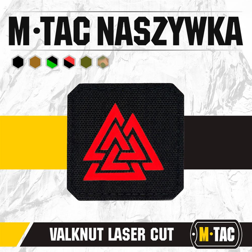 M-Tac - Laserem řezaná čtvercová nášivka Valknut - červená / černá - 51162233