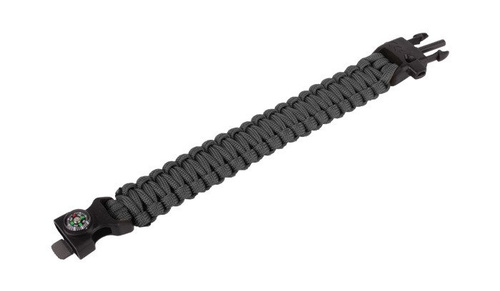 101 Inc. - Náramek pro přežití s křemenem, píšťalkou a kompasem - 8" - Černá - JYFPB04-BLK