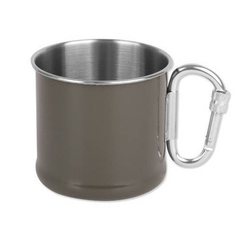 Mil-Tec - Hrnek z nerezové oceli s karabinou - 500 ml - OD Green - 14608202