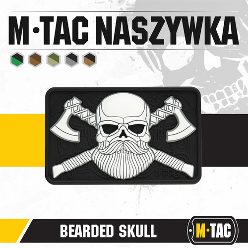 M-Tac - 3D nášivka - Vousatá lebka - černá / bílá - 51113236