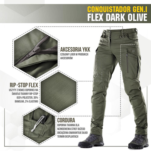 M-Tac - Taktické kalhoty Conquistador Gen. I Flex - Ripstop - Army Olive - 20059062