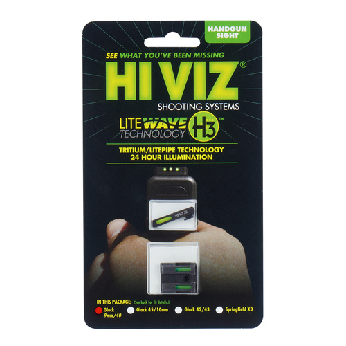 Hiviz - LiteWave H3 Tritium/Litepipe mířidla - Glock - zelená - bílý obrys - GLN325