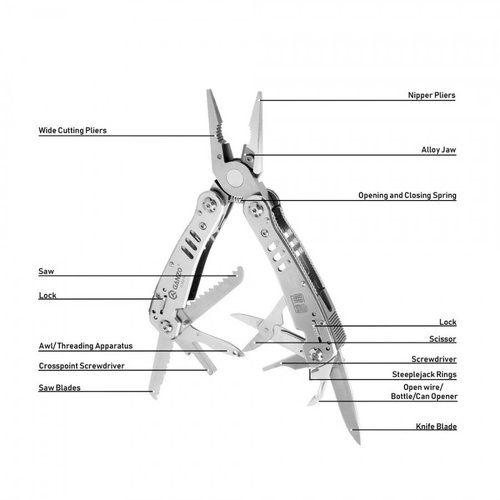 Ganzo - Multitool se sadou bitů - 27 nástrojů - G302-H