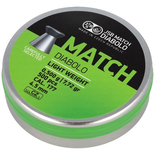 JSB - Green Match Diabolo Light Weight Airgun Pellets - 4,49 mm - 0,500 g - 500 ks - 000004-500-5