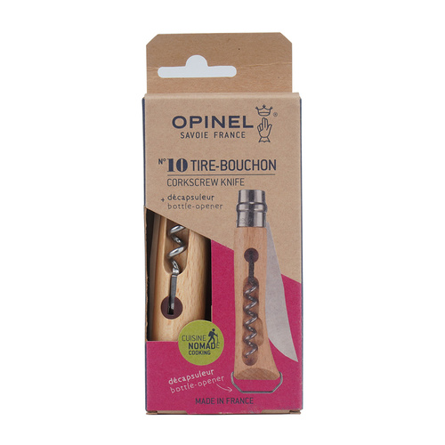 Opinel - Zavírací nůž N°10 s vývrtkou a otvírákem na lahve - Inox