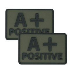 Helikon - PVC náplast - Krevní skupina - A+ POS - olivově zelená - 2ks