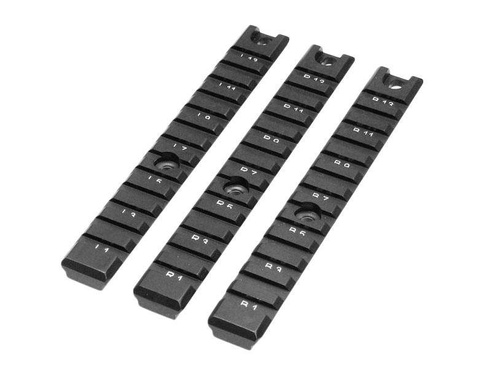 Leapers - Sada lišt Picatinny/Weaver Deluxe - 3 kusy - Letecký hliník - MNT-P505