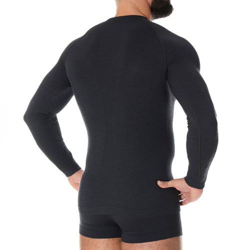 Brubeck - Active Wool Thermal Shirt Merino s dlouhým rukávem - Black - LS12820