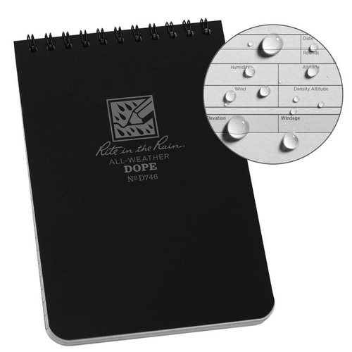 Rite in the Rain - DOPE Logbook do každého počasí - 4 x 6" - D746 - černý