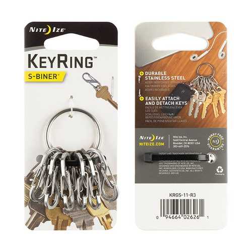 Nite Ize - S-Biner KeyRing Steel - nerez - KRGS-11-R3