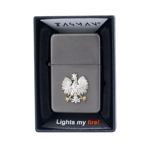 Tasman - Benzínový zapalovač - Eagle - Black Nickel Brushed - Q310220