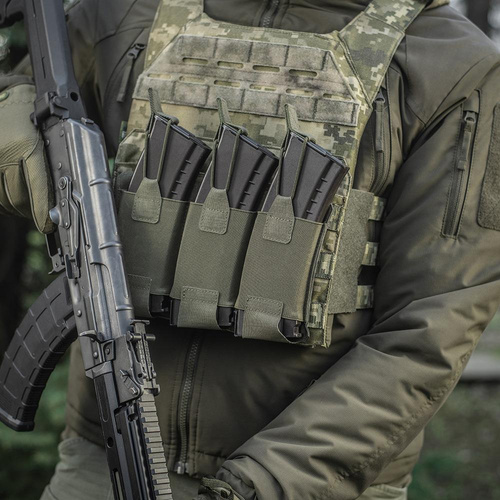 M-Tac - Trojité pouzdro na zásobníky pro AR / AK Elite Laser Cut - Ranger Green - 10145123