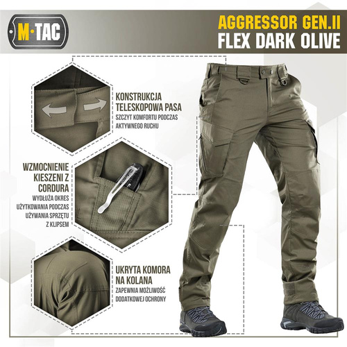 M-Tac - Taktické kalhoty Aggressor Gen.II Flex - Ripstop - Dark Olive - 20058048