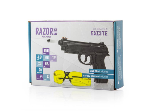 RazorGun - Pistolová vzduchovka Excite s ochrannými brýlemi - 4,5 mm - černá - 337-004