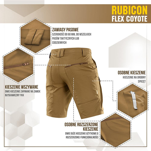 M-Tac - Taktické šortky Rubicon Flex - 4-Way Stretch - YKK - Coyote - 20070005