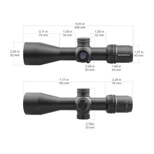 Vector Optics - Puškohled Veyron 3-12x44 Compact Scope - SFP - MPR-4 - Černá - SCOM-24