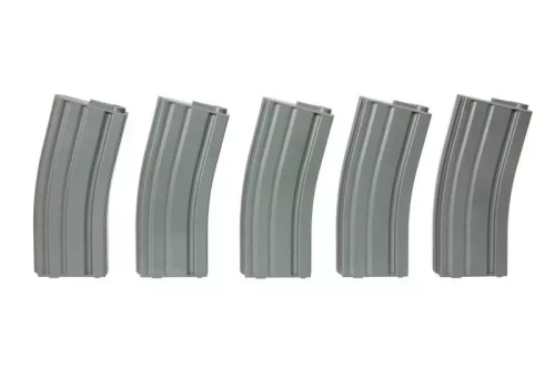 Specna Arms - Sada středových zásobníků pro repliky M4/M16 - 5 ks. - 140 nábojů - šedá - SPE-05-025499