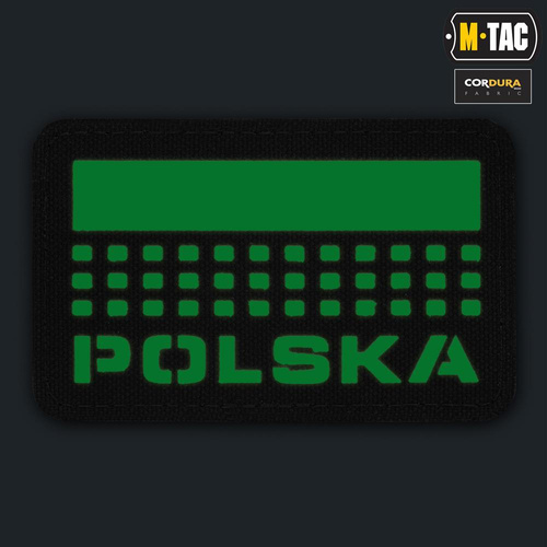 M-Tac - Nášivka s vlajkou a nápisem Polsko - Laserem řezaná - pixely/obdélník - Coyote / Fluo - 51007205