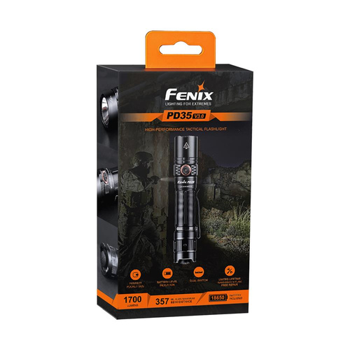 Fenix - taktická LED svítilna dobíjecí - 1700 lumenů - 2600 mAh - černá - PD35 V3.0 