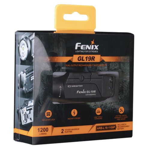 Fenix - Taktická LED svítilna pro krátké zbraně - 1200 lumenů - Picatinny - 1100 mAh - GL19R