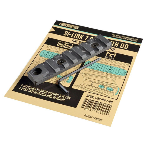 Strike Industries - LINK KeyMod / M-LOK Rail - 7 slotů + QD - černá - LINK-RS-7-QD