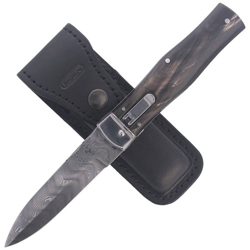 Mikov - Pružinový nůž Predator Damascus Wildcat Buffalo horn 241-DR-1/KP - PMC 27 - Black - 129627