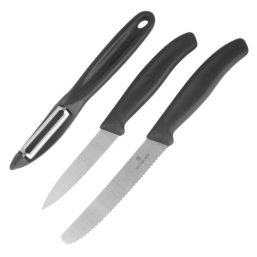 Victorinox - Sada kuchyňských nožů s loupačem Swiss Classic - 3 kusy - Černý - 6.7113.31