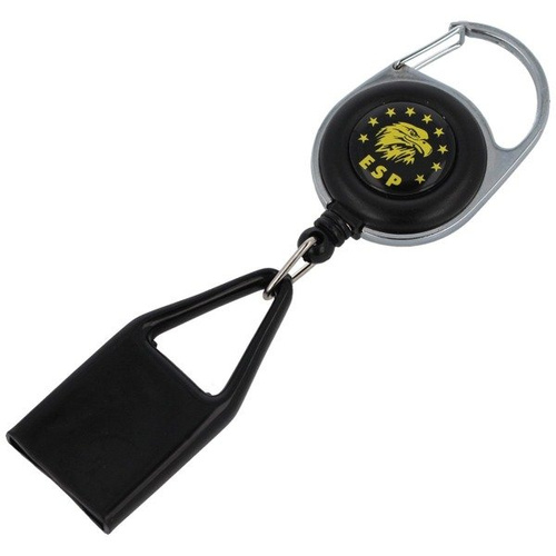 ESP - Zatahovač pro plynový vrhač Ø 22 mm s karabinou a sponou - Černá - RETRACTABLE HOLDER