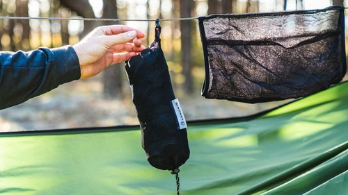 Lesovik - Turistická houpací síť DRAKA s moskytiérou a závěsem SNEKA - Treetop Green